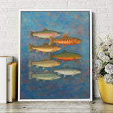 Maxcorners Trout of North America Fish Art Colorful Painting Printed Framed Matte Canvas LM0101