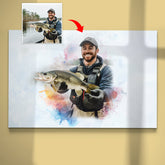 Maxcorners Fishing art canvas custom photo sharing your joy fish art canvas LM0101