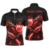 Max Corner Bowling and Pins Strike Bowling Fire Dragon Pattern Multicolored Bowling jerseys Custom Name And Team 3D Polo Shirt