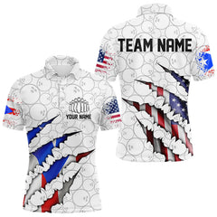 Maxcorners Personalized Puerto Rico Flag Bowling Polo Shirts For Men, Puerto Rico Bowling Jerseys