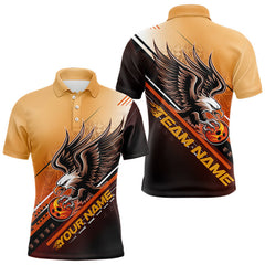 Maxcorners Personalized Tribal Eagle Bowling Men Polo Shirts, Eagle Bowling Team Bowling League Shirt