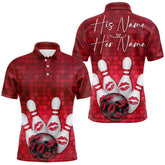 Maxcorners Bowling Kisses Red Heart Theme Custom Valentines Day Bowling Polo Shirts For Men And Women