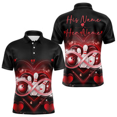 Maxcorners Custom Valentines Day Bowling Polo Shirts For Men And Women Infinity Love Bowling Couple Shirt