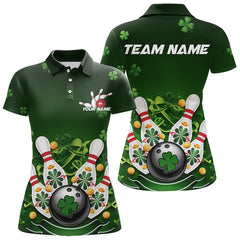 Maxcorners Custom Green St Patrick'S Day Bowling Polo Shirts For Men And Women, Saint Patrick Team Bowling Outfits