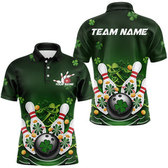 Maxcorners Custom Green St Patrick'S Day Bowling Polo Shirts For Men And Women, Saint Patrick Team Bowling Outfits