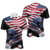 Maxcorners Custom Us Flag Bowling League Shirts, Patriotic Bowling Team Polo Shirts For Men And Women