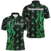 Maxcorners Custom Green Flame Bowling Shirts Bowling League Shirts With Team Name