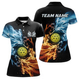 Maxcorners Water And Fire Custom Pickleball Polo Shirts For Men, Pickleball Team Pickleball Jerseys