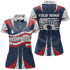 Maxcorners Personalized American Flag Bowling Team Shirts For Men Patriotic Bowling League Outfits