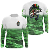 Maxcorners Custom St Patrick'S Day Bass Long Sleeve Fishing Shirts, St Patty'S Day Bass Fishing Jerseys LM0201