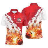 Maxcorners Red Flame Strike Bowling Custom Team Shirts For Men And Women, Bowlers Outfit Bowling Team Jersey