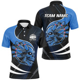 Maxcorners Custom Skull Bowling Shirts For Men, Bowling Team Shirts Uniform Outfit | Blue