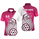 Maxcorners Custom Pink Pickleball Polo Shirts For Men, Pickleball Tournament Team Shirt LM1307