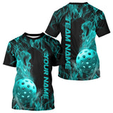 Maxcorners Custom Blue Flame Pickleball Polo Shirts For Men, Fire Pickleball Jerseys Team Uniform LM2206