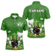 Maxcorners Custom Green St Patrick'S Day Bowling Polo Shirts For Men, Women Saint Patrick Team Bowling Outfits