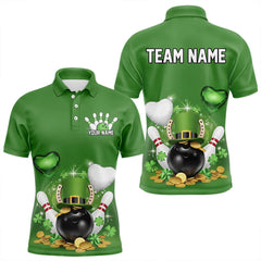 Maxcorners Custom Green St Patrick'S Day Bowling Polo Shirts For Men, Women Saint Patrick Team Bowling Outfits