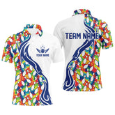 Maxcorners Colorful Tie Dye Bowling Pins Custom Bowling Shirts For Men, Flame Bowling Jerseys
