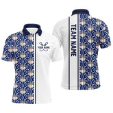 Maxcorners Blue Argyle Custom Bowling Polo Shirts For Men And Women, Custom Bowling Uniforms