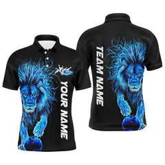 Maxcorners Blue Lion Bowling Jersey Customized Name, Team Name 3D Polo Shirt