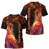Maxcorners Custom Flame Pickleball Polo Shirts For Men, Fire Pickleball Jerseys