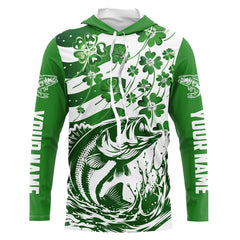 Maxcorners Custom St Patrick'S Day American Flag Bass Fishing Shirts, Shamrock Flag Bass Fishing Jerseys LM0501