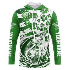 Maxcorners Custom St Patrick'S Day American Flag Walleye Fishing Shirts, Shamrock Flag Walleye Fishing Jerseys LM0501