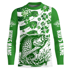 Maxcorners Custom St Patrick'S Day American Flag Crappie Fishing Shirts, Patriotic Crappie Fishing Jerseys LM0501