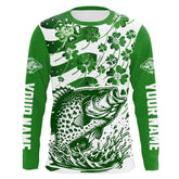 Maxcorners Custom St Patrick'S Day American Flag Crappie Fishing Shirts, Patriotic Crappie Fishing Jerseys LM0501
