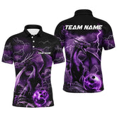Maxcorners Black And Purple Thunder Lightning Custom Dragon Bowling Team Shirts For Men, Bowling Uniform