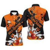 Maxcorners Orange Funny Bowling Gifts for Men Team with Name Polo & 1/4 Zip