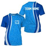 Maxcorners Custom Blue Pickleball Pattern Polo Shirts For Men, Pickleball Tournament Team Shirt