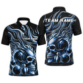 Max Corner Bowling and Pins Flame Skull Bowling Smoke Pattern Multicolored Bowling jerseys Custom Name And Team 3D Polo Shirt