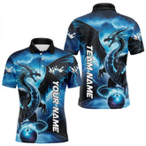 Maxcorners Custom Blue Thunder Lightning Dragon Bowling Polo Shirts For Men And Women, Dragon Bowling Uniform