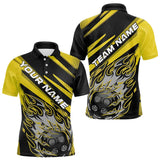 Maxcorners Black And Yellow Custom Flame Pickleball Polo Shirts For Men, Pickleball Jerseys LM1307