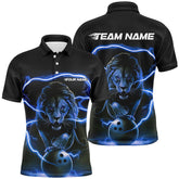 MaxCorners Bowling And Pins Lion Thunder Lightning Mutilcolor Customized Name, Team Name 3D Polo Shirt Unisex