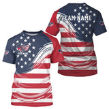 Maxcorners Custom American Flag Patriotic Pickleball Polo Shirts For Men, US Pickleball League Shirt