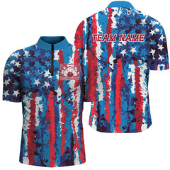 Maxcorners Watercolor Splatters American Flag Bowling Jersey Customized Name, Team Name 3D Shirt