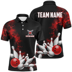 Maxcorners Red Strike Bowling For Team Bowling Team Men And Women Polo Shirts, Bowling Pattern Outfits