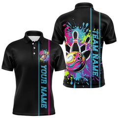 Maxcorners Custom Colorful Bowling Polo Shirts Splatter Bowling Team Shirt Bowler Outfit