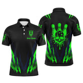 Maxcorners Custom Bowling Shirts For Men And Women, Skull Bowling Team Shirts Bowling Pin | Green
