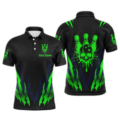 Maxcorners Custom Bowling Shirts For Men And Women, Skull Bowling Team Shirts Bowling Pin | Green