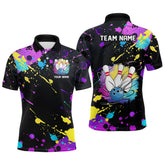 Maxcorners Colorful Bowling Polo Shirts For Men, Personalized Bowling Team Shirts Outfit For Men And Women