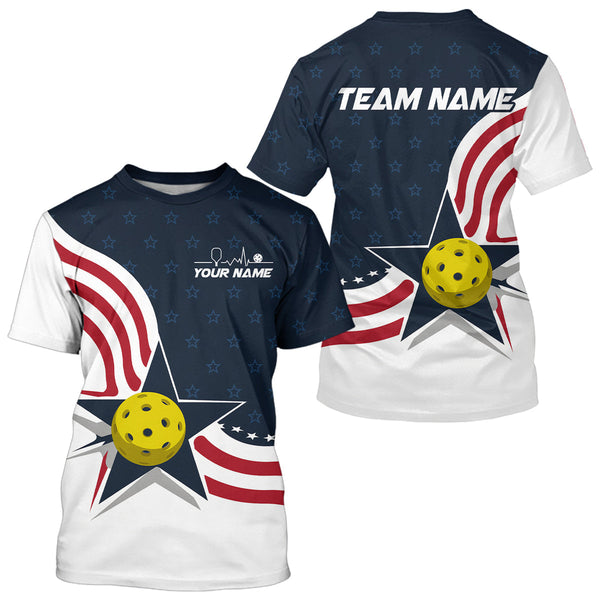 Maxcorners Custom Pickleball Jerseys, Patriotic US Pickleball T-Shirts For Men Team League LM0803