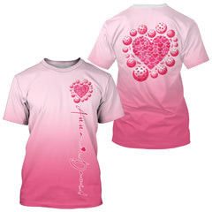 Maxcorners Custom Pink Heart Pickleball Polo Shirts For Men, Valentines Pickleball Couple Shirts