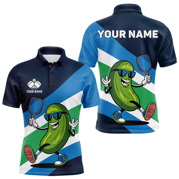 Maxxcorners Custom Funny Pickleball Polo Shirts For Men, Cool Pickles Playing Pickleball Humorous Shirt MT0307