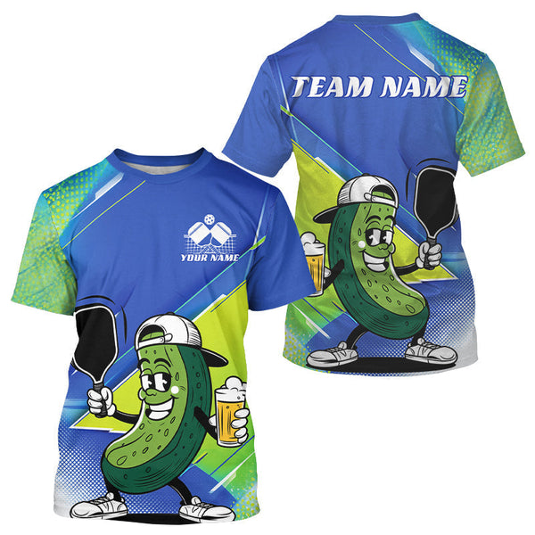 Maxcorners Custom Funny Pickleball Polo Shirts For Men, Cool Pickles Playing Pickleball Humorous Shirt LM1307