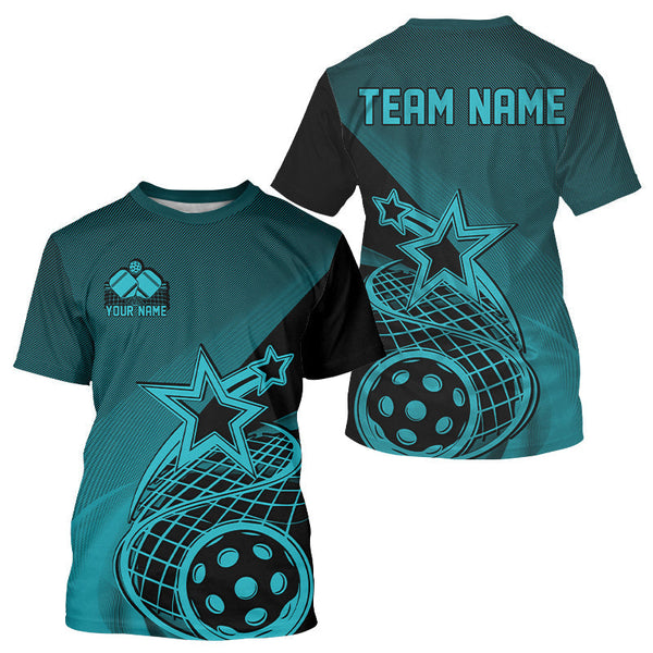 Maxxcorners Custom Blue Pickleball Star Polo Shirts For Men, Outdoor Pickleball Team Uniform MT0307