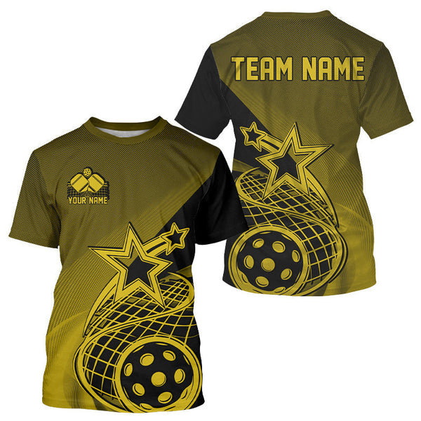 Maxxcorners Custom Yellow Pickleball Star Polo Shirts For Men, Outdoor Pickleball Team Uniform MT0307