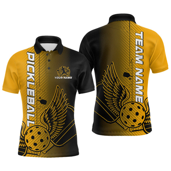 Maxcorners Custom Yellow Pickleball Wings Jerseys Outdoor Pickleball Polo Team Shirts For Men LM2206