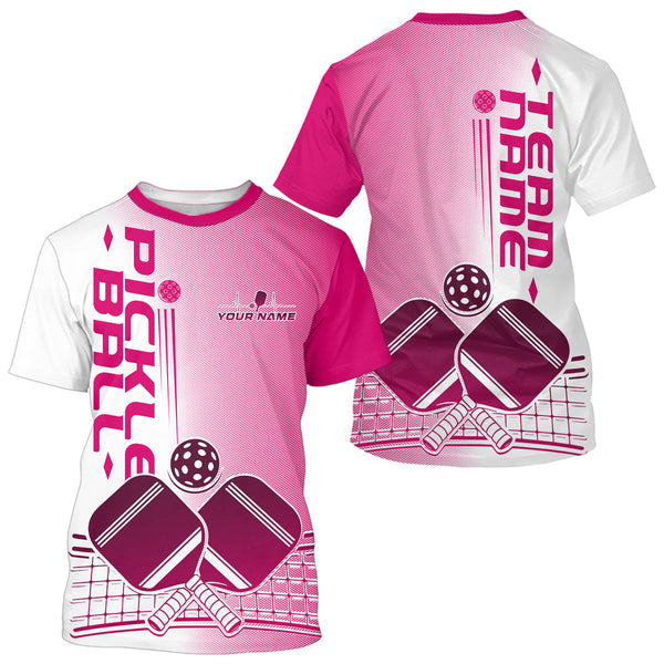 Maxcorners Custom Pink Pickleball Team Polo Shirts For Men, Pickleball League Shirt LM2206